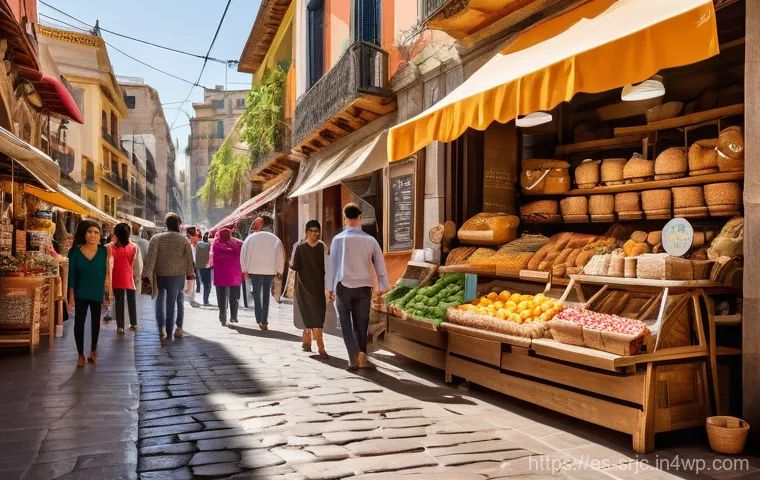 서비스화의 지속 가능성 분석 - **Image Prompt 1: Thriving Local-Global Synergy**
    "A vibrant, bustling street market scene in a ...