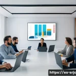 Home 14 서비스화 전환에서의 실패 사례 분석 - A modern corporate office scene in Spain featuring a diverse team of professionals engaged in a digi...